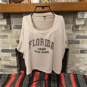 SHEIN Women's Beige Florida Graphic Top